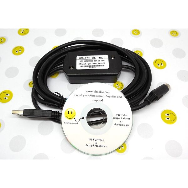PLC Cables Inc Aftermarket USB 1761-CBL-PM02 for ALL Allen Bradley MicroLogix PLC Programming