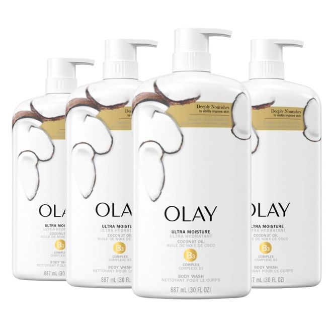 Olay Ultra Moisture Body Wash with Coconut Oil, 30 fl oz (Pack of 4)