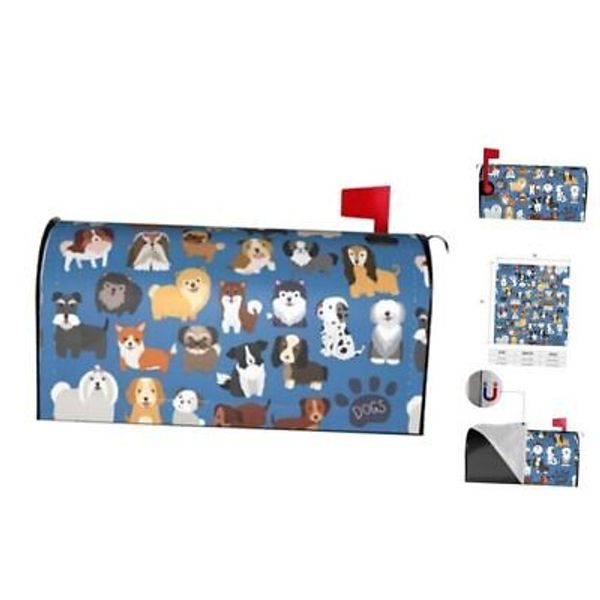 Cute Puppy Dogs Animal Mailbox Cover Magnetic Waterproof 21x18 in Dog(blue)