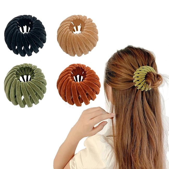 JAHEMU Vintage Vogelnest Haarspangen Pferdeschwanz Halter Versenkbare Haarschlaufen Haarclips für Mädchen Damen