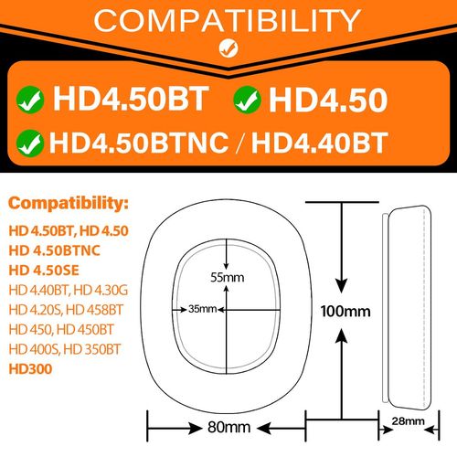 HD 4.50BT Ear Pads - TRANSTEK Replacement Ear Cushion Compatible with HD 4.50BT, HD 4.50, HD 4.50BTNC, HD 4.50SE, HD 4.40BT I Enlarged Inner Hole (Velour)