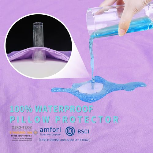 Safe and Sound Zipper Waterproof Pillow Protector, Standard Size Breathable Soft Pillow Cover, Zippered Pillow Case Encasement (20x30 inch, 2 Pack, Purple)