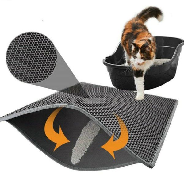 Clean Pet Honeycomb Design Double-Layer Cat Litter Tray Mat Waterproof 46x60 cm