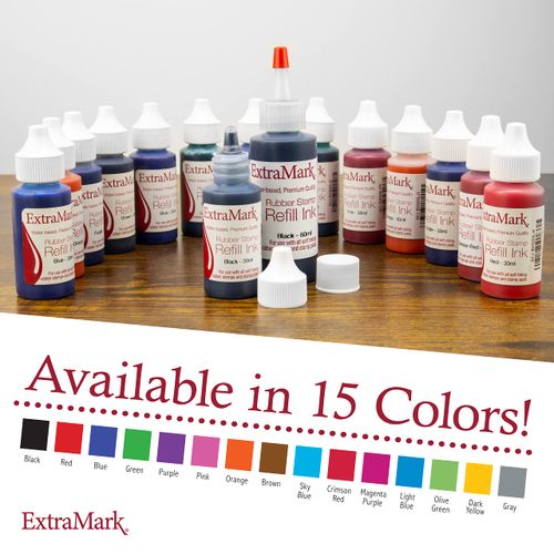 ExtraMark Premium Stamp Refill Ink for Self-Inking Stamps and Stamp Pads, 30 ml, Red Color Ink.