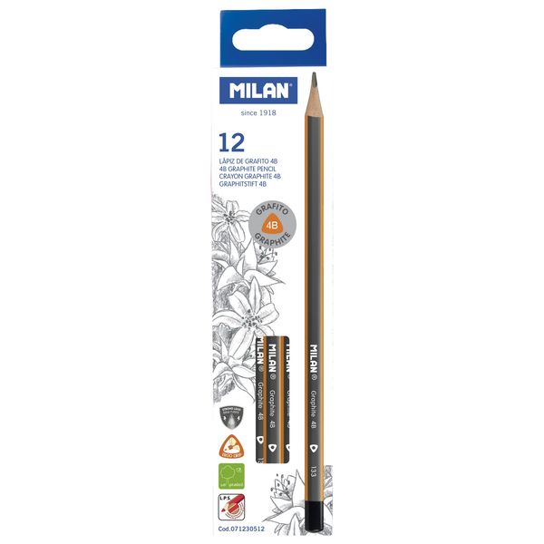 MILAN Box of 12 graphite pencils 4B triangular pencils