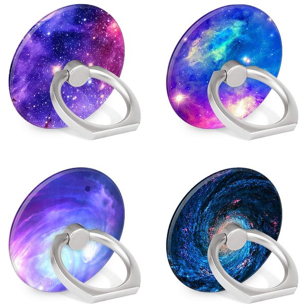 4-Pack Phone Ring Holder 360 Rotation Finger Stand Grip Kickstand for Smartphones and Tablets (Galaxy Nebula)