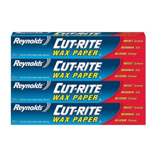 Reynolds Cut Rite Wax Paper, 75 Sq ft (23m x 302mm) (Pack of 4)