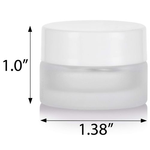 Frosted Clear Glass 5 ml 1/6 oz Small Thick Wall Balm Salve Pot Container Jars with White Smooth Foam Lined Lids (12 pack)