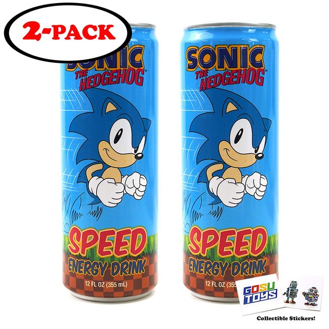 Sonic Speed Energy Drink 12 FL OZ (355mL) Can (2 Pack) With 2 GosuToys Stickers