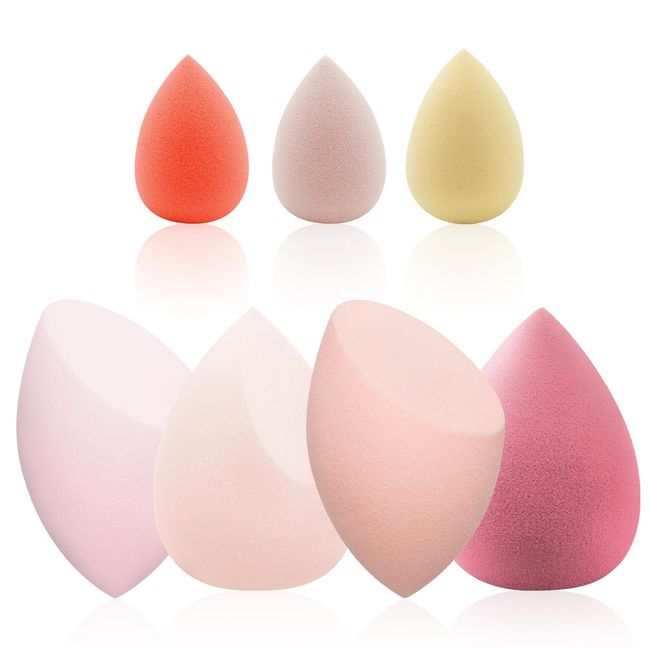 Make up Schwamm 7 pcs, Beauty Blender Sponges mehrfarbig mit 3 Mini Makeup Schwämmchen, blenderBeauty Schwamm Foundation schminkschwamm für Flüssigkeit Foundation Puder Sonnenschutz und Creme (4 +3)