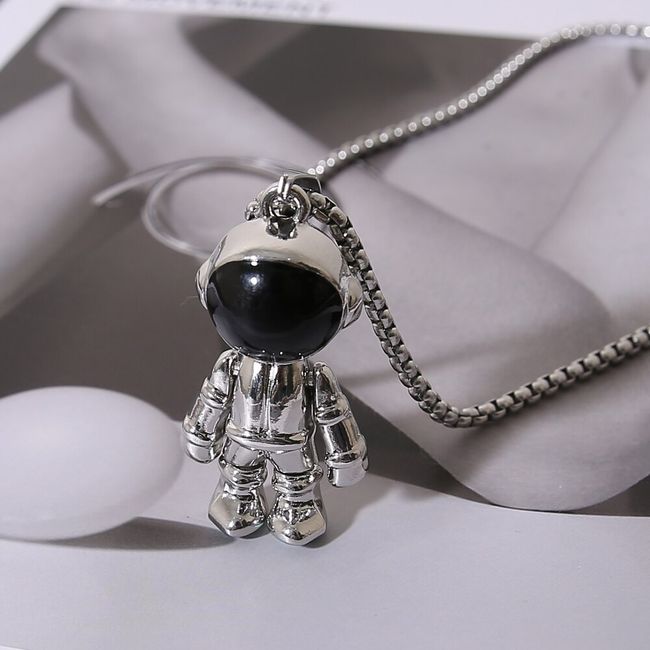 Silver Astronaut Mens Necklace Silver Pendant Necklace for 