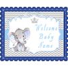 Mocsicka Boy Elephant Baby Shower - Edible Cake Topper - 7.5" x 10" (1/4 sheet) rectangular