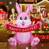 5FT Easter Pink Bunny Inflatable Lighted Yard Decorations LED Blow up Rabbit
