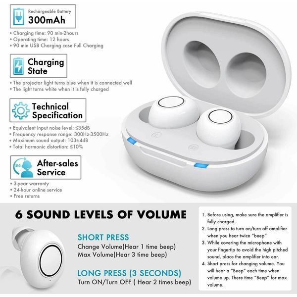 JINGHAO Hearing Aids Amplifier Rechargeable Pair Digital ITE Sound Amplifier