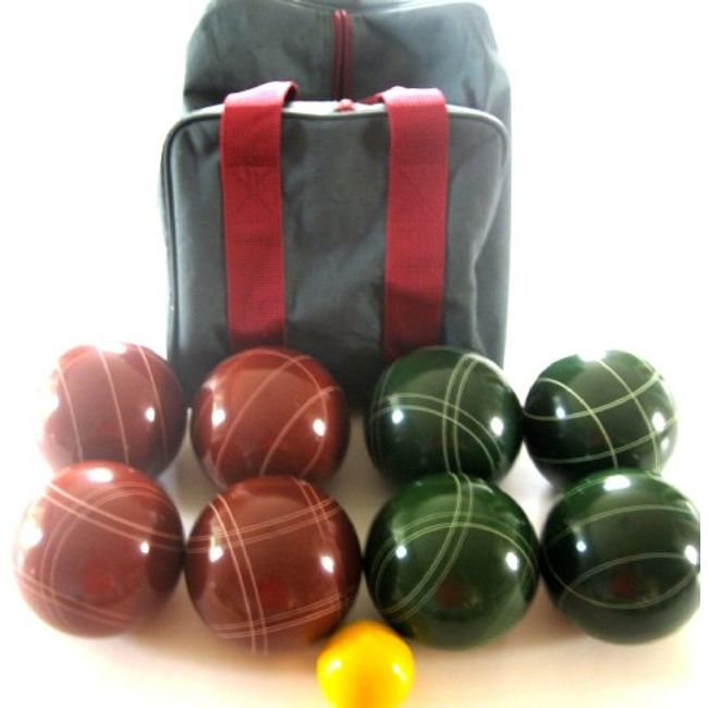 Epco Premium Quality Tournament Set - 107mm Red and Green Bocce Balls with Nylon.