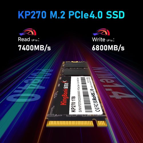 KingBank 1TB M.2 2280 SSD,7400MB/s Read - 6800MB/s Write,(1GB DRAM) 3D NAND TLC Solid State Drives PCIe 4.0 NVMe1.4 Internal SSD Compatible Expansion PC Storage/PS5