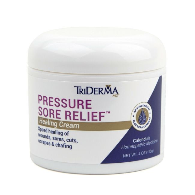 TriDerma Pressure Sore Relief Healing Cream for Wounds & Sores, 4 Ounce Jar