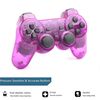 Wireless Controller for PS2 Dual Shock, Gamepad Remote Compatible with Playstation 2 (Clear Purple)