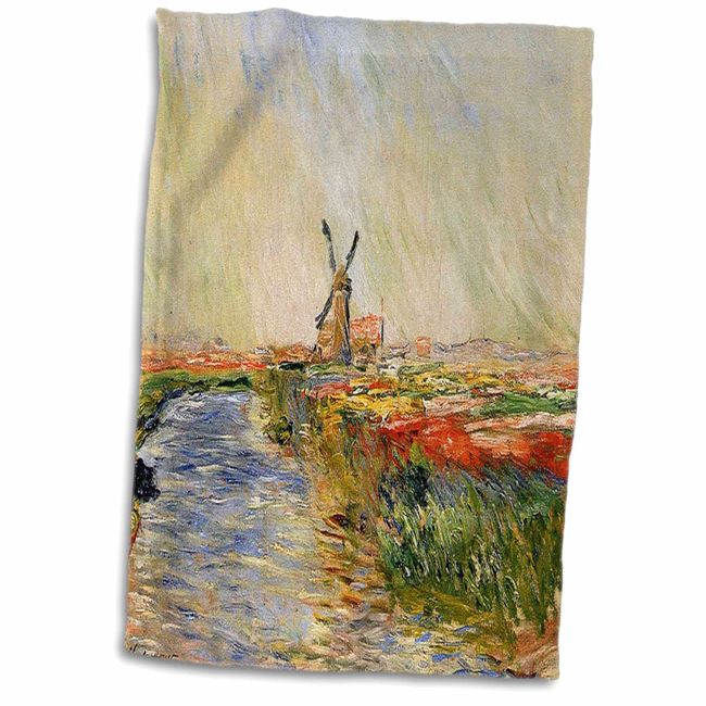 3D Rose Picture of Monet's Painting Tulip Fields in Holland Hand/Sports Towel, 15 x 22