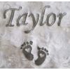 Alwaystrusted Personalised White Rosebud Blanket NameFeet Silver Colour