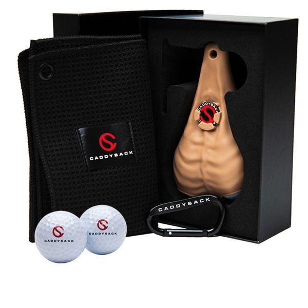 CADDYSACK Golf Ball Holder and Dispenser with Golf Towel, 2 Golf Balls, Golf Ball Marker, Carabiner, Gift Box - Easily Attaches to Golf Bag, Belt or Cart - Fun and Functional Novelty Golf Gift