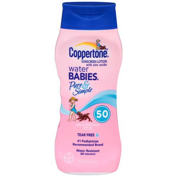 Coppertone Water Babies Pure & Simple SPF 50, 8oz (Pack of 2)