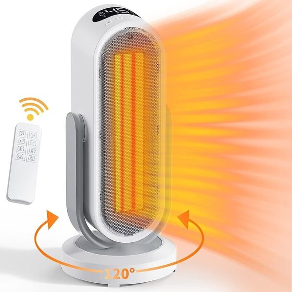 LED Display Oscillating PTC Ceramic Space Heater & Cooler Fan, 3 Levels & ECO