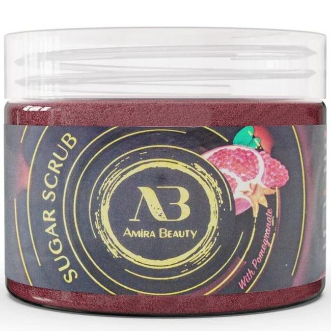 Amira Beauty Pomegranate Sugar Scrub Moisturizing Exfoliating Nourish Skin 14OZ