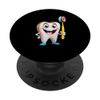 Funny Cartoon Tooth Holding Donut Toothbrush PopSockets Adhesive PopGrip
