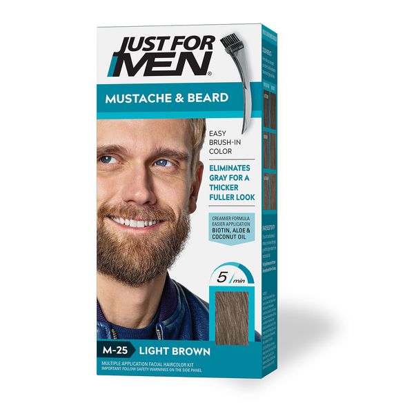 Brush-In Color Gel Mustache-Beard & Sideburns Light Brown NO. M-25 by Just For Men for Men - 1 Application Mustache-Beard & Sideburns Color