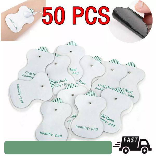 50X Electrode Pads Snap On Replacement For Tens Unit Pain Relief Massagers
