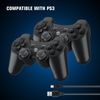 Kvkdiir 2 Pack Controller Compatible with PS3, Wireless Controllers with Dual Vibration, Motion Control, 2 Charging Cables - Black