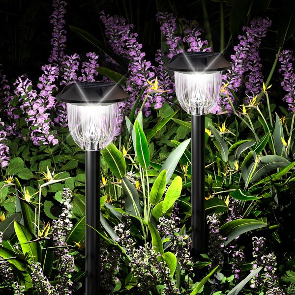 BITPOTT Solar Light, Garden Light, Outdoor, Waterproof, Solar Light, IP65 LED, Automatic On/Off, Illumination, Set of 2, Suitable for Lawns, Walkways, Gardens, Flower Beds (Set of 2, Daylight White)