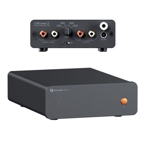 Fosi Audio Box X5 Phono Preamp for Turntable, Mini Preamplifier Home Audio for MM & MC Cartridge Turntable/Phonograph Record Player/Active Speakers, 4-Level Adjustable Gain 38/48/56/66 dB with RCA