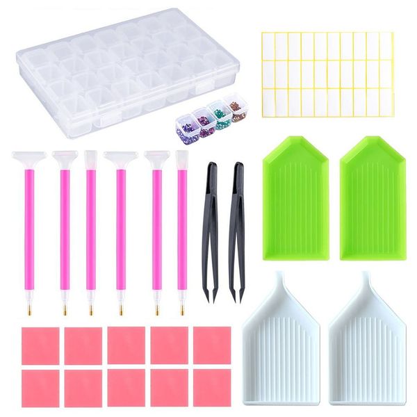 Jatidne DIY Diamond Painting Accessories Full Kit Diamond Art Tool with Diamond Embroidery Box for Diamonds Earrings Beads Necklace