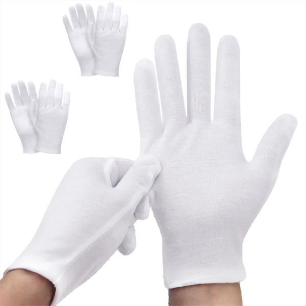 Cotton Gloves 3 Pairs White Cotton Gloves for Eczema Overnight Care Hand Moisturising Protective Gloves Washable One Size Fits All for Dry Hands Jewelry Inspection