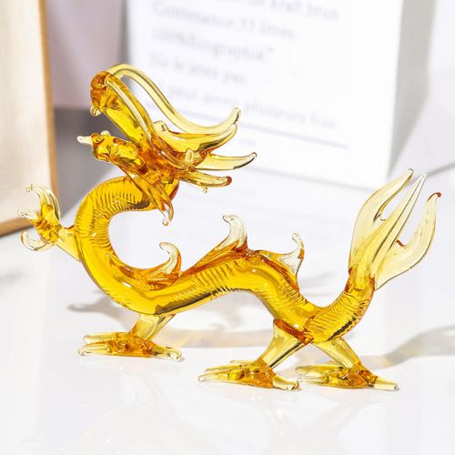 Kertari Crystal Dragon Figurine Zodiac Dragon Figurine [Genuine] Feng Shui 2024 New Year Dragon Figurine Interior Charm - 2.8 inches (7 cm)