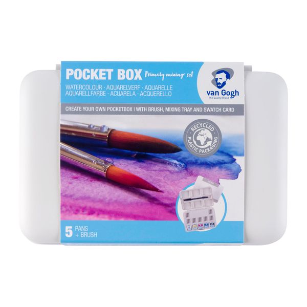 Van Gogh Watercolour pocket box primary mixing set | 5 half pans + 7 empty spaces