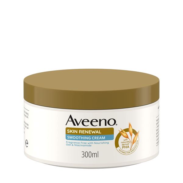 Aveeno Skin Renewal Smoothing Cream, Smooths Rough & Bumpy Skin, Prebiotic Oat, PHA & Niacinamide, Suitable for Sensitive. Also Suitable for People who may be prone to Keratosis Pilaris, 300ml