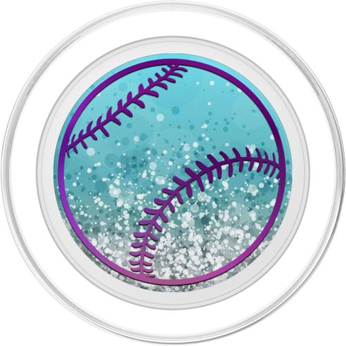 Lilac Purple Baseball Softball On Light blue PopSockets PopGrip for MagSafe