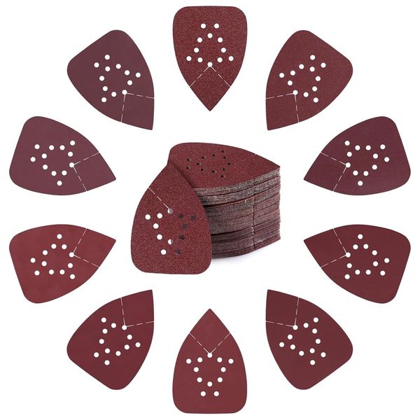 100 Pack 12-Hole Pattern Mouse Detail Sander Sandpaper Sheets Variety Pack Grit