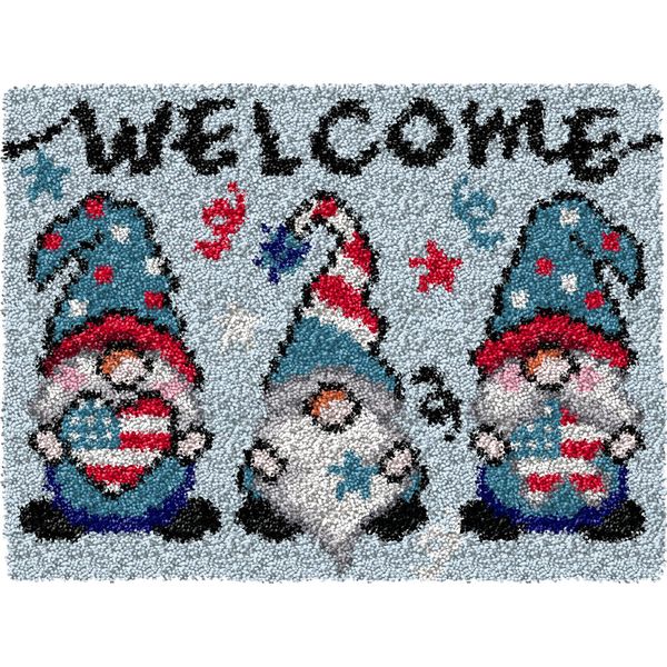 TEZKIM Latch Hook Kits for Adults Kids Christmas Rug Making Kits with Printed Canvas Carpet Tapestry Kits DIY Needlework Doormat Creative Gift Home Decoration 20.5Inch X13.8Inch (Blue)