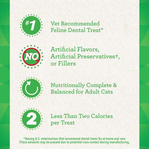 Greenies Feline Adult Natural Dental Care Cat Treats, Oven Roasted Chicken Flavor, 4.6 oz. Pouch