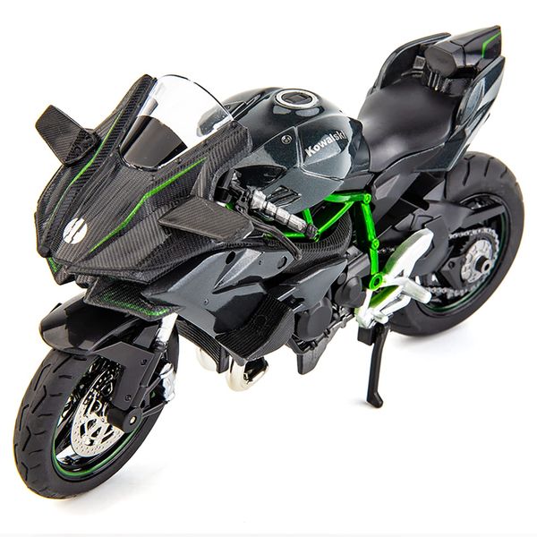 BDTCTK Compatible for 1:12 Kawasaki Ninja H2R Motorcycle Model, Model Motorcycle, Suspension and Free Roller, Toy Car, Motorcycle Collection, Gift black