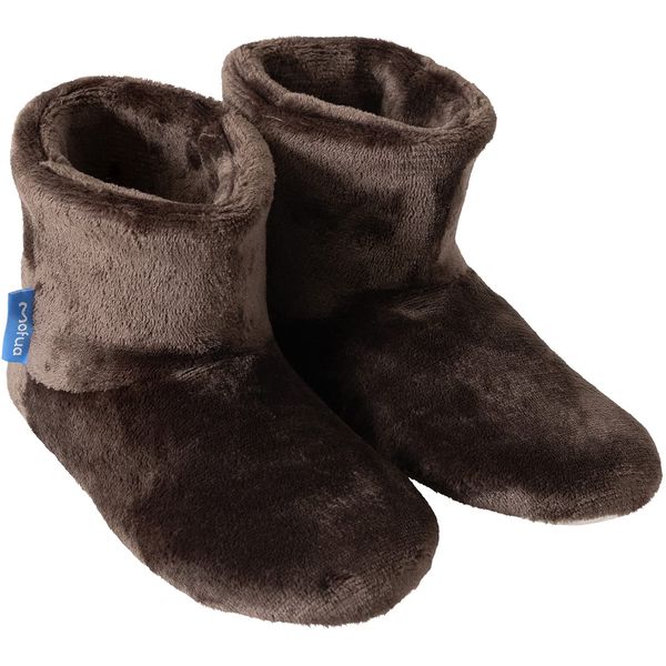 AQUA mofua Premium Microfiber 60162306 Slipper Boots with Heatwarm Moisture-Absorbing and +3.6 °F (2 °C) Heat-Generating Material, Unisex, Warms the Ankles, Winter, Indoor Shoes, Fluffy, Size L, Brown