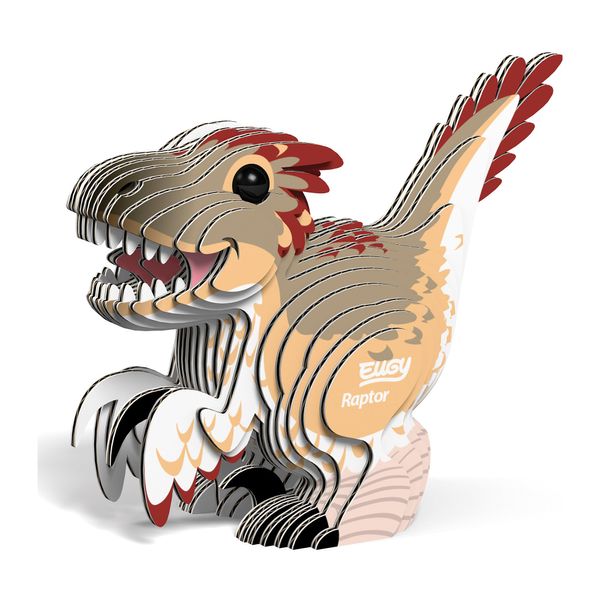 Eugy Raptor Dinosaur 3D Puzzle, 25 Piece Eco-Friendly Educational Toy Puzzles for Boys, Girls & Kids Ages 6+