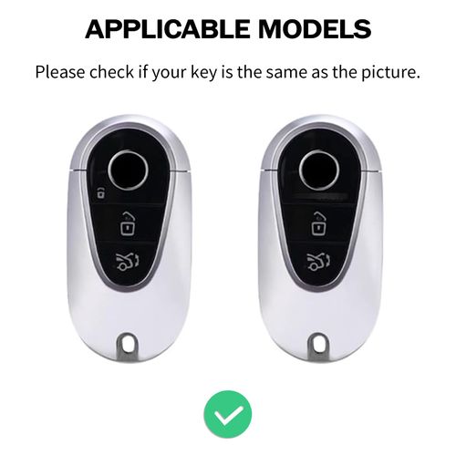 OFF WE GO for Mercedes Benz Key Fob Cover, Soft TPU Protection Key Fob Case Fit for Mercedes Benz S-Class G-Class GLC E-Class EQE EQS C-Class Smart Car Key Accessories， Transparent Bling Gray