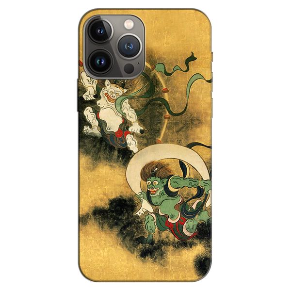 Mac Harrier iPhone 13Pro Hard Case Wind God and Thunder God Pattern Clear Smartphone Case