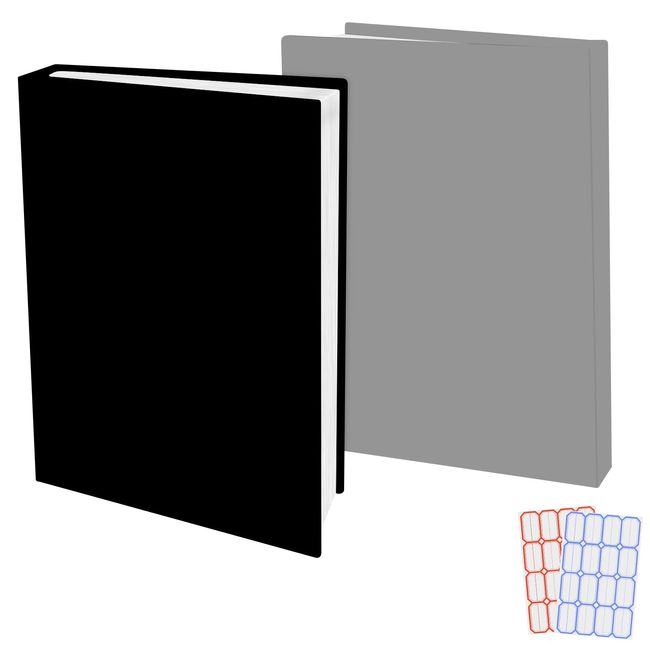 2 Pack Stretchable Jumbo Book Covers, Washable Durable Reusable Book Protector fits Hardcover Textbooks up to 9" X 12" Office Supplies with Free Sticker Labels (Grey + Black)