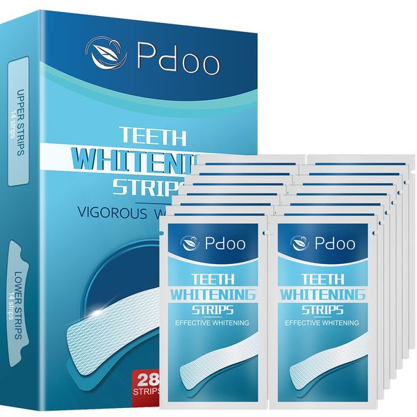 PdooClub - Whitening Strips for Teeth Sensitive, Professional Teeth Whitening Strips, Fast Remove Smoking, Blue 28 Strips